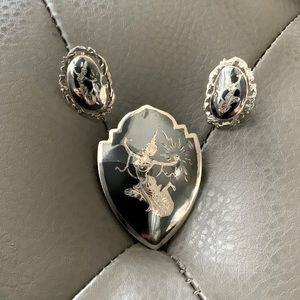 Siam Sterling brooch & earrings